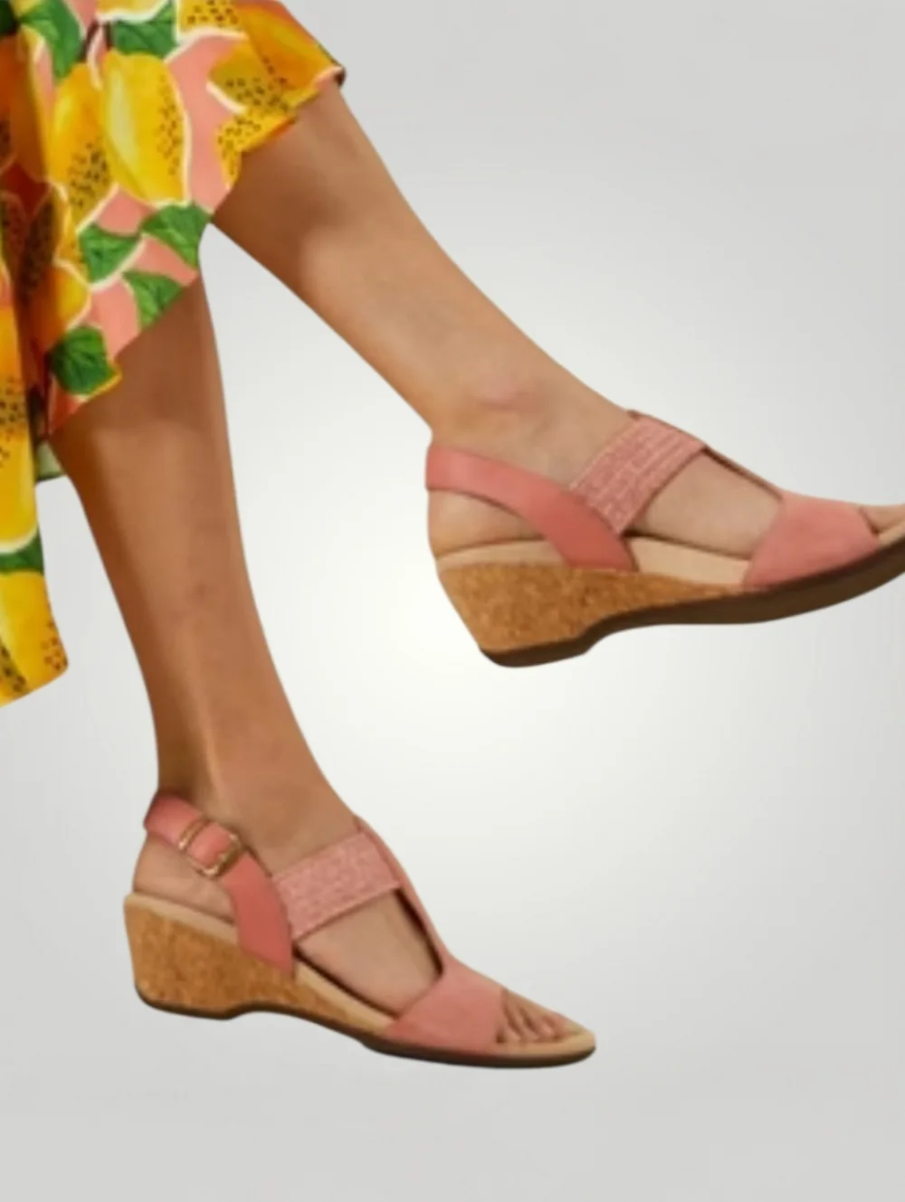 Vionic Kaytie‎ Cork Wedge Sandal 10 Clay Coral Coastal Grandmother Quiet Luxury